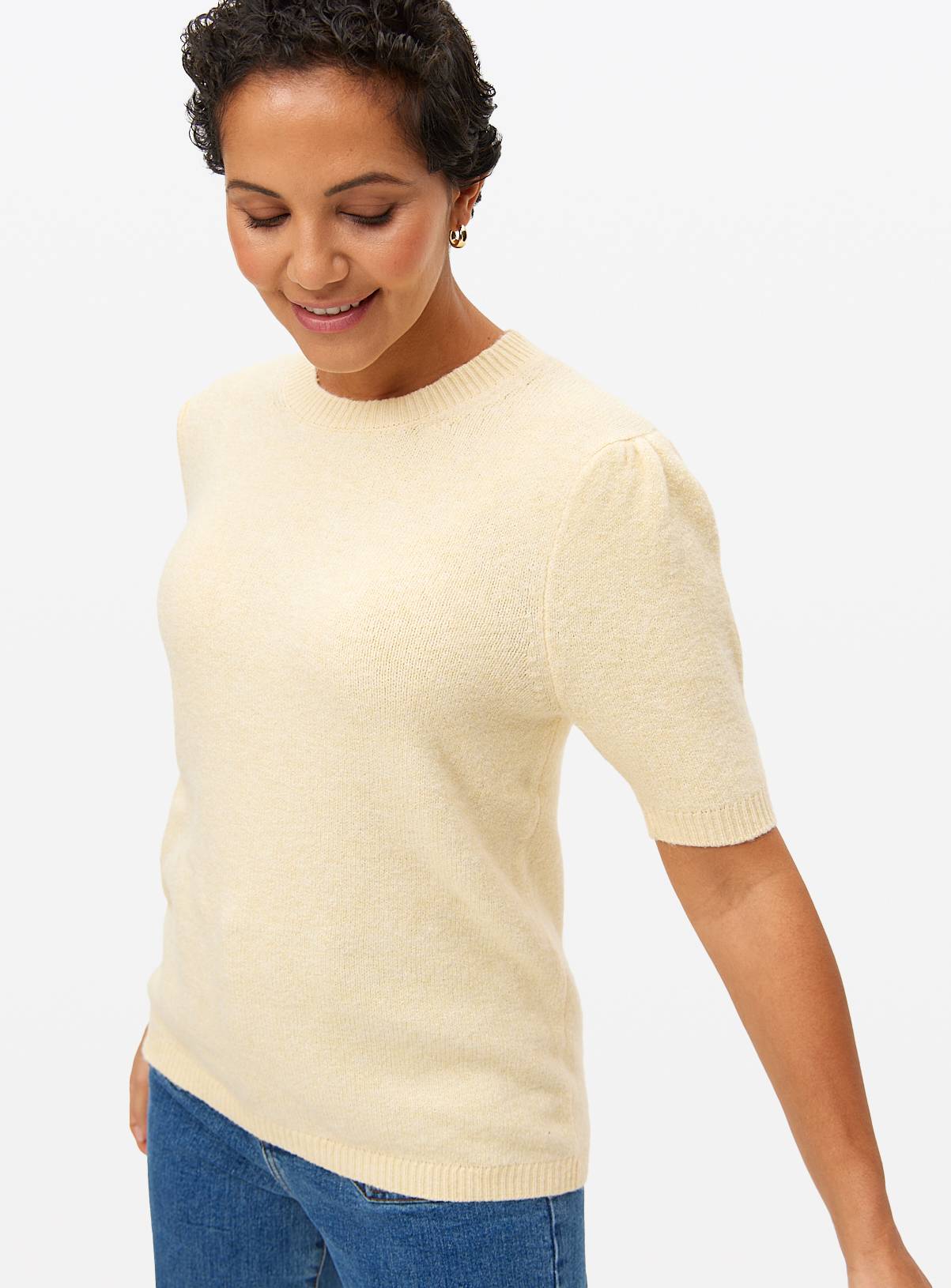 Yellow Puff Sleeve Knitted Top 10 - Image 1